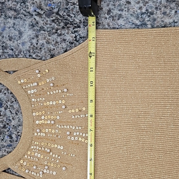 MIDNIGHT VELVET, SZ. L, Gold, Embellished, Ribbed, Tank top. Like new condition! - Picture 8 of 16